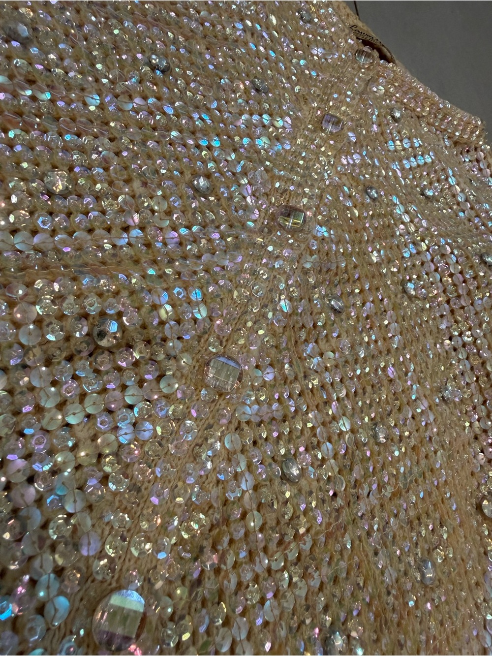 VINTAGE Sequined Cream Sparkle Women's Sweater - Picture 13 of 15